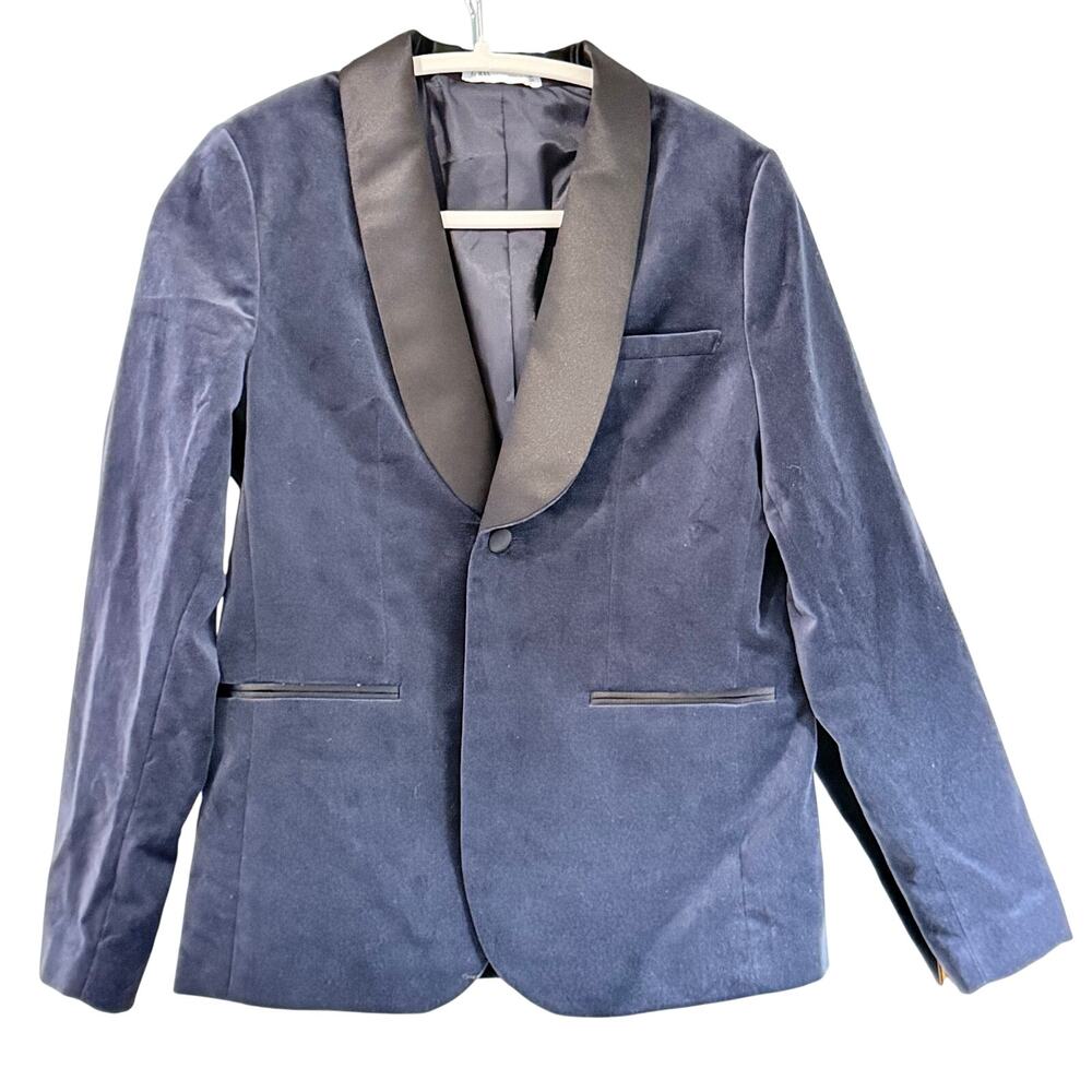 Zara Velvet Shawl Tuxedo Steel Blue Blazer Men/ Boys 13-14Y